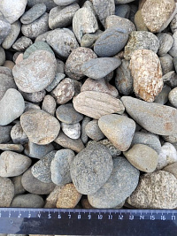 Kamenclub.ru: Галька речная окат (пестрая) фр. 20-40 мм. купить  в Сургуте галька речная пестрая, серая, серые оттенки галька речная окатанная округлая 5000 руб/т   фото КАМЕНЬ КЛУБ