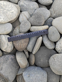 Kamenclub.ru: Галька речная плоская (серо-белая) фр. 70-120 мм. купить в Сургуте галька галечник речной серый, белый окатанная плоская  природная галька 9000 руб/т   фото КАМЕНЬ КЛУБ