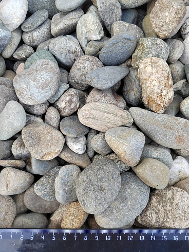 Kamenclub.ru: Галька речная окат (пестрая) фр. 20-40 мм. купить  в Сургуте галька речная пестрая, серая, серые оттенки галька речная окатанная округлая 5000 руб/т   фото КАМЕНЬ КЛУБ