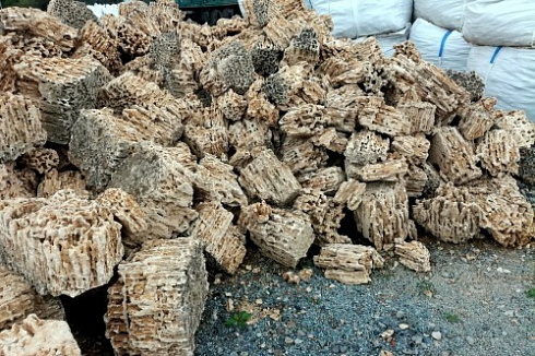 Kamenclub.ru: Крымский природный меотис фр. 100-500 мм.  купить в Сургуте меотис бежевый рыжий молочный желтый ракушечник 4 500 руб/т   фото КАМЕНЬ КЛУБ