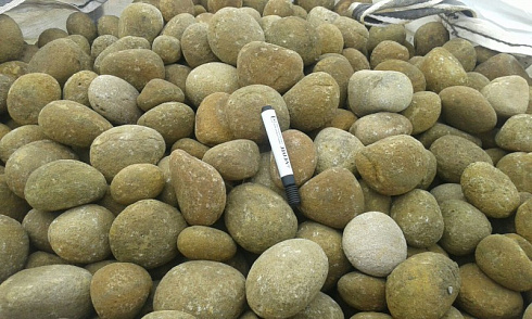 Kamenclub.ru: Песчаник ядра, фр. 100-300 мм  купить в Сургуте песчаник бежевый серый рыжий речная галька 5 000 руб/т   фото КАМЕНЬ КЛУБ