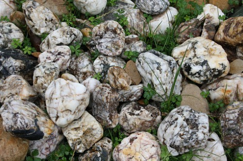 Kamenclub.ru: Кварцевый валунчик фр.100-300 мм.  купить в Сургуте кварц белый, бежевый молочный рыжий крупный природный камень галечник 7850 руб/т   фото КАМЕНЬ КЛУБ