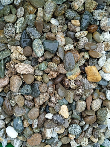 Kamenclub.ru: Галька горная речная окат (цветная) фр. 20-40 мм. купить  в Сургуте галька речная серый синий бежевый белый окатанная речная галька ландшафтная 6800 руб/т   фото КАМЕНЬ КЛУБ